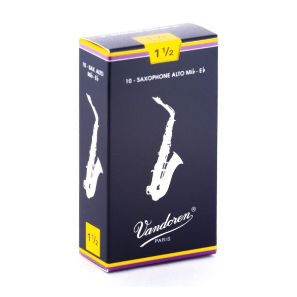 Caixa de Palhetas Saxofone Alto 1.5 Vandoren Mib-Eb Classic Blue 10 Unidades